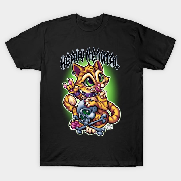 Heavy Meowtal (Orange cat) T-Shirt by Krampussy